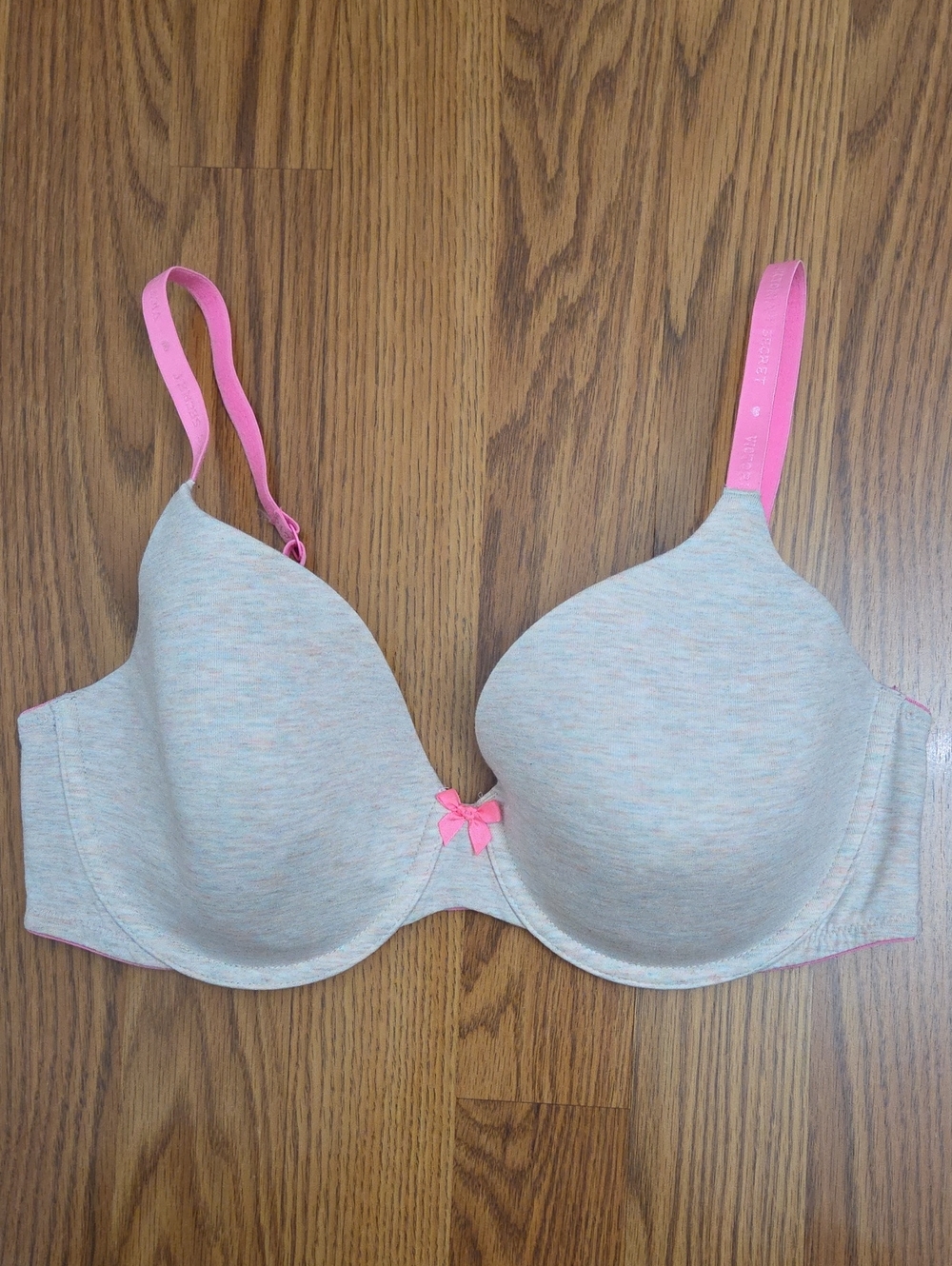 Victoria's Secret Lined Perfect Coverage Hot Pink Heathered T-Shirt Bra/ 36D
